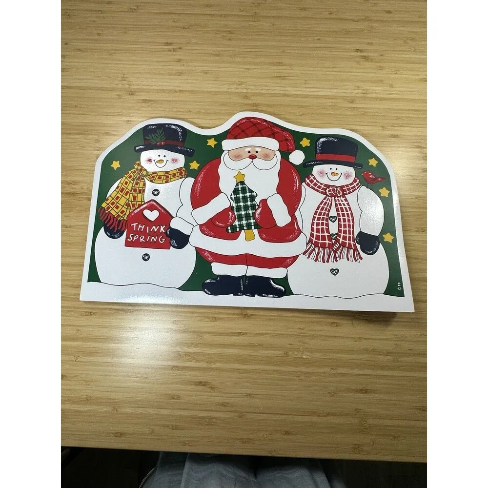 Vtg TRIM-A-HOME Vinyl Placemats Christmas X'Mas Friend Set Of 4 Holidays Decor